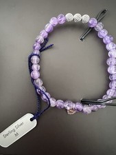 Tateossian Purple Amethyst Bracelet with Silver Beads & Logo Charm