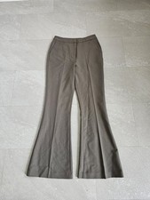 Mint Velvet woman's  khaki, flare leg,tailored, front split trousers size 10. 
