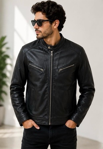 Men black leather cafe - men’s,
