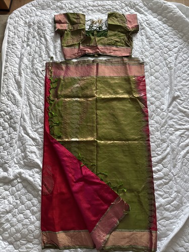 Olive green magenta silk - magenta,
