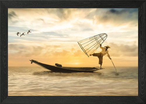 Crazy fisherman and boat - fisherman, a