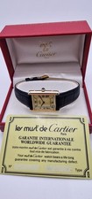 Must de Cartier Tank 18ct Gold on Silver Mid Size Mechanical Watch. Cartier Box.