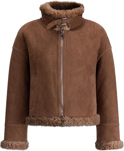 Women brown suede shearling - women's,