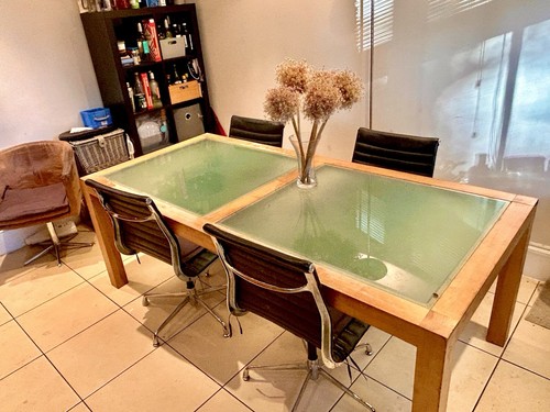 Rectangular wood glass - wood,