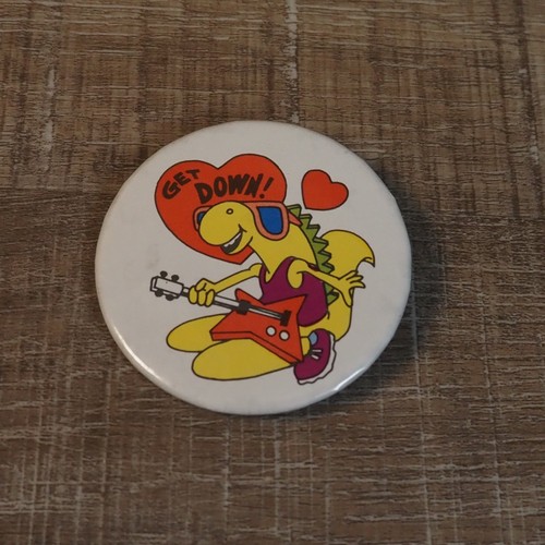 Dinosaur rock roll pinback - dinosaur,