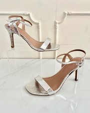 NEXT Silver Forever Comfort Wide Fit Open Toe High Heel Occasion Shoes EU38 UK 5