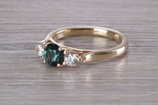 Teal Blue Sapphire and Diamond
