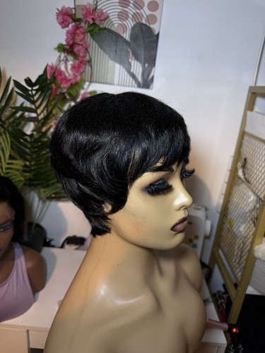 Human hair wig short pixie - human,