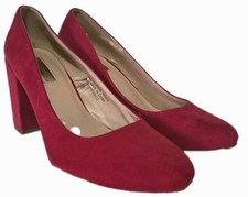 Red suede block - suede, heel