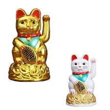Solar Powered Lucky Waving Cat Beckoning Maneki Neko Gold Fortune Feng Shui 6 5