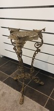 Vintage Solid Brass Plant / Lamp Stand Monkey Heads And Lions Paw feet Heavy