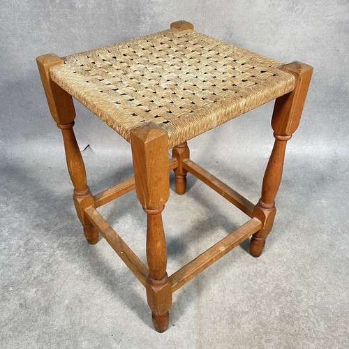 Vintage rush woven stool - rush,