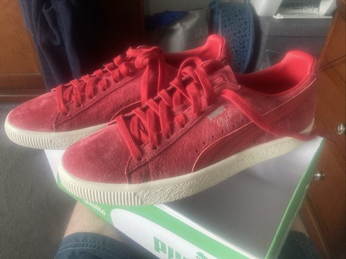 Puma clyde size red - red, suede