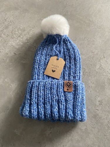 Hand knitted bobble - hat, with