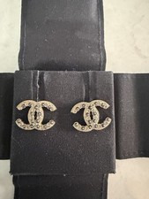 CHANEL  Black Stone Logo  Earrings