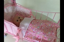 Dolls Pram Cot Bedding Set Fits Baby Annabelle, Baby Born, Christmas gift.