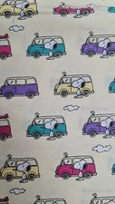 Snoopy Peanuts Camper van Adventure Cream dog 100% Cotton FREE P&P