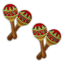 2 X Mexican Maracas - Iron On