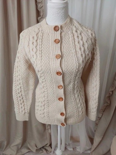 Hand knitted aran - aran, cardigan