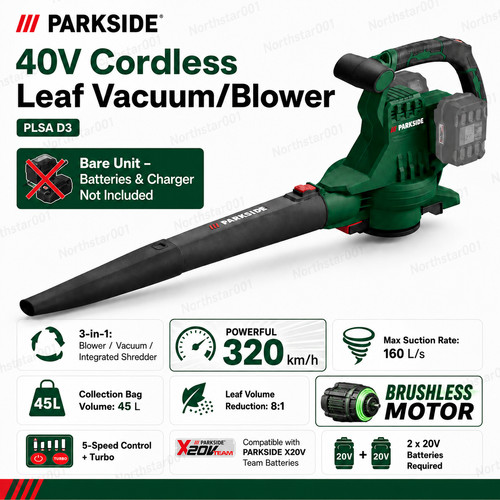Parkside cordless 40v leaf - cordless,