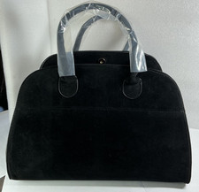Large Black Faux Suede Trapeze
