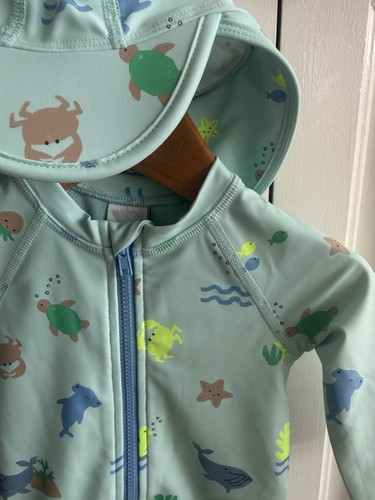 Baby green with sea print - green,