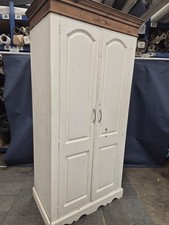 White Solid Wood Shabby Chic Double Wardrobe 
