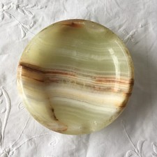 Vintage Green Onyx Ashtray/Trinket Dish 1970's 485 g 11 cm Diameter