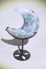 Moss Agate Moon With Stand
