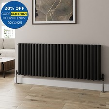 600x1560mm Designer Radiator Horizontal Black Oval Tube Column Rads Double Panel