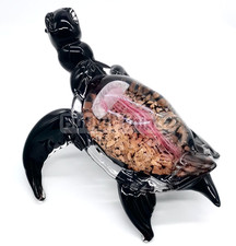 Magnificent Art Glass Freeform Ocean Turtle with Ocean Sea Life Interior
