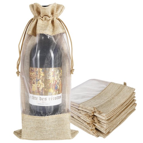 Burlap wine bags pcs - burlap, 10