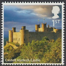 Harlech Castle Wales illustrated on 2011 unmounted mint GB stamp