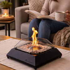 Metal Tabletop Fireplace Glass