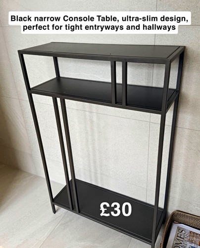 Black metal narrow console - metal,