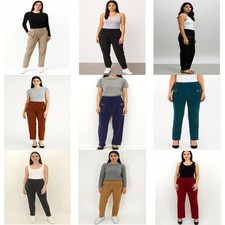 New Corduroy two Pockets ladies trousers elasticated waist plus size Pants.