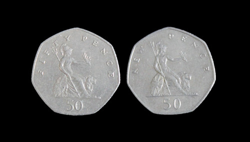 Large old style britannia 50p - style,