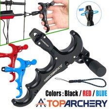 Archery Compound Bow Thumb Release Aids 4 Finger Adjustable 360° Archery Hunting
