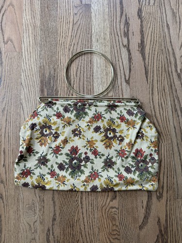 Vintage tapestry handbag gold - vintage,