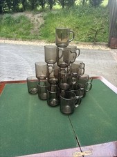 Vintage French Arcoroc Brown Smoked Glass Mugs ~ Retro Dining ~PRICE PER MUG