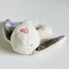 Grow & Play Bunny Rabbit Ring Rattle Plush Sensory Baby Soft Toy White And Grey