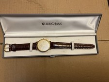 NOS Junghans Watch 41/7355 Leather Strap Working Order New Battery Boxed