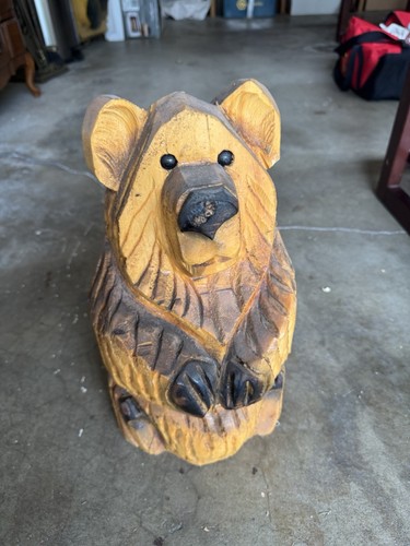 Hand carved wooden - wooden, bear