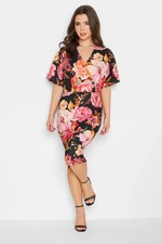 PixieGirl Women's Petite  Floral Wrap Midi Dress