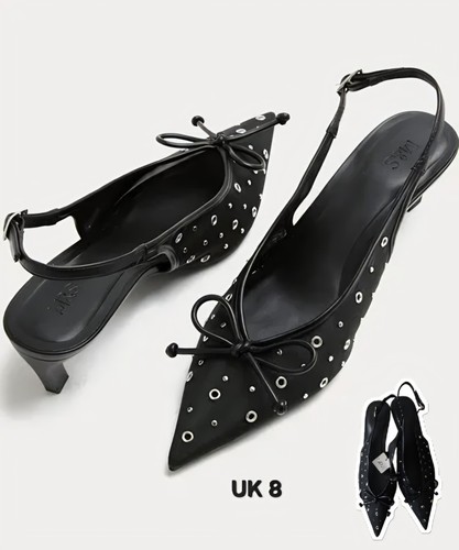 Black eyelet kitten heels - kitten,