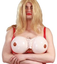 Inflatable Fake Boobs Breasts Stag Do Funny Fancy Dress Costume Outfit Mens