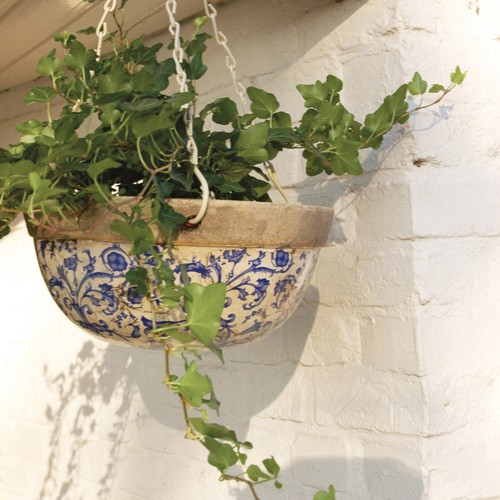Antiqued blue white ceramic - antiqued,