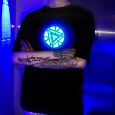 LED T-shirt Iron Man Sound Activated Arc Reactor Light Up Cosplay Costume Gifts.