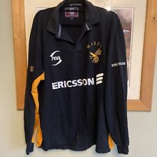 London Wasps black cotton rugby shirt/jersey long sleeves,  Extra Large,  1998/9