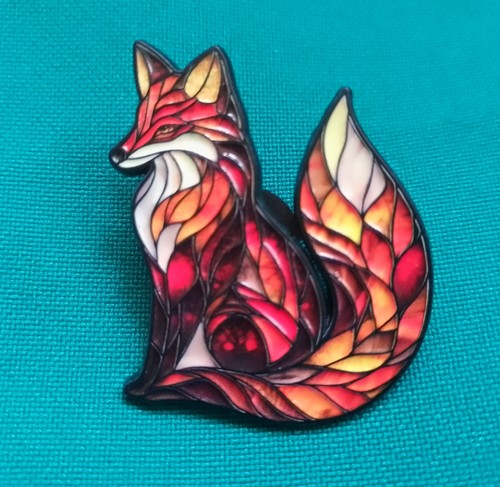 Red fox lapel - pin, 35mm,